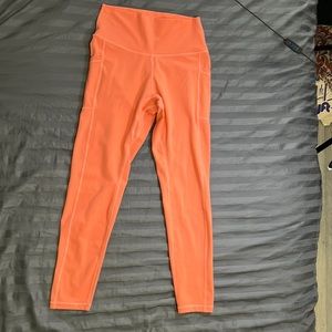 Colorfulkoala Coral Pink Leggings with Pockets, Medium, Like New